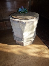 The font in Nether Winchendon Church. 