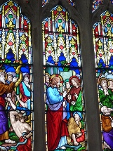 Stained glass window in the Church of St Peter and St Paul.